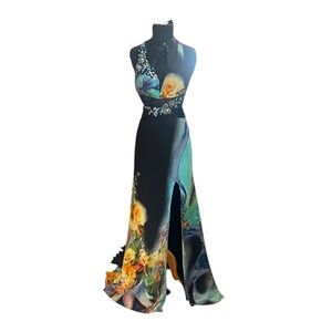 Riva‎ Designs Black Multi Embellished Prom Formal Dress Gown Size 4